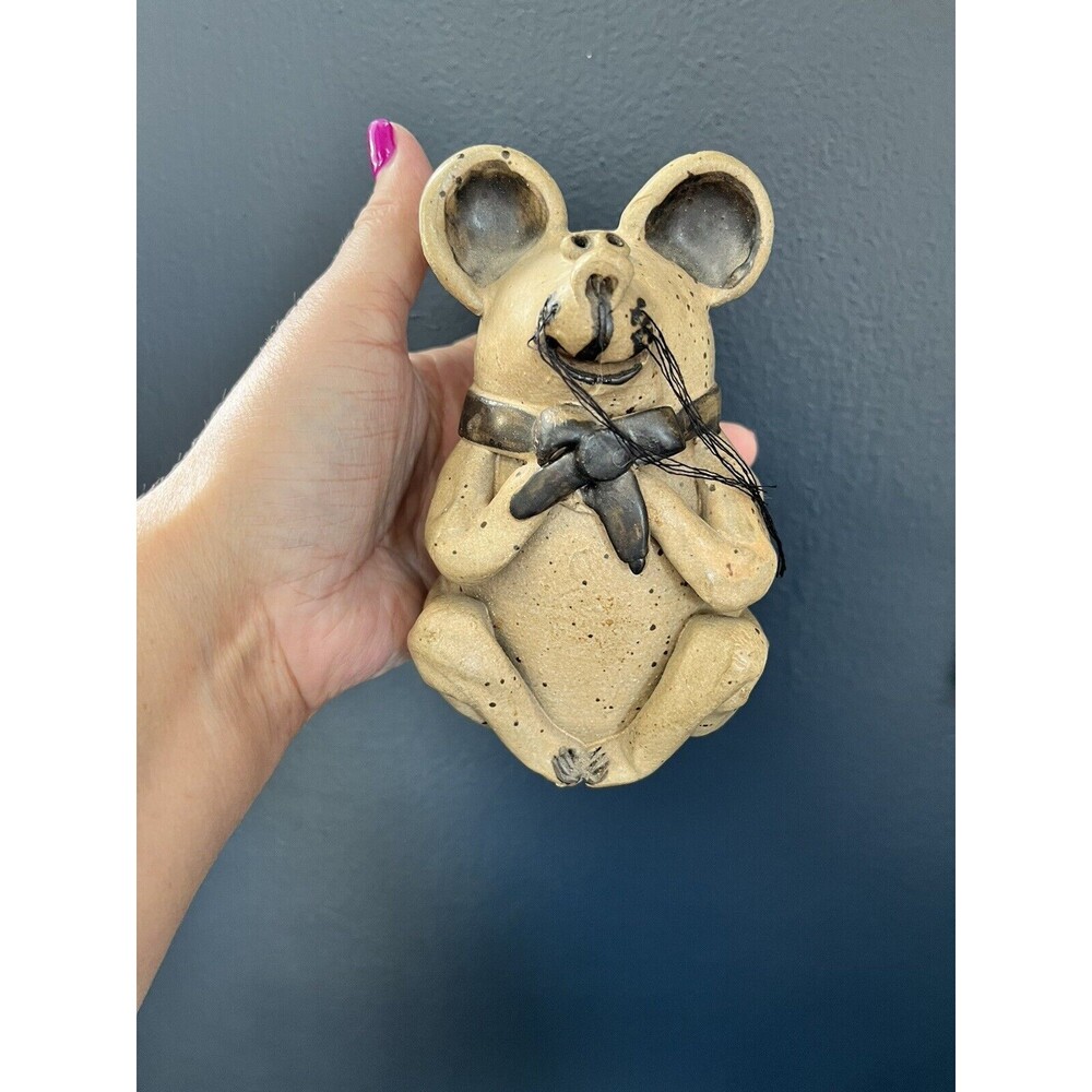 Mouse Cheese Grated Container Dispenser Handmade Pottery Matte Ceramic Handle